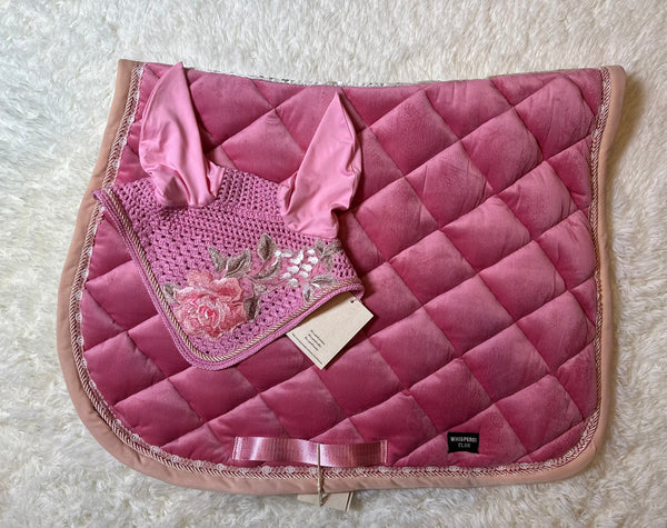 Pink velvet saddle pad set